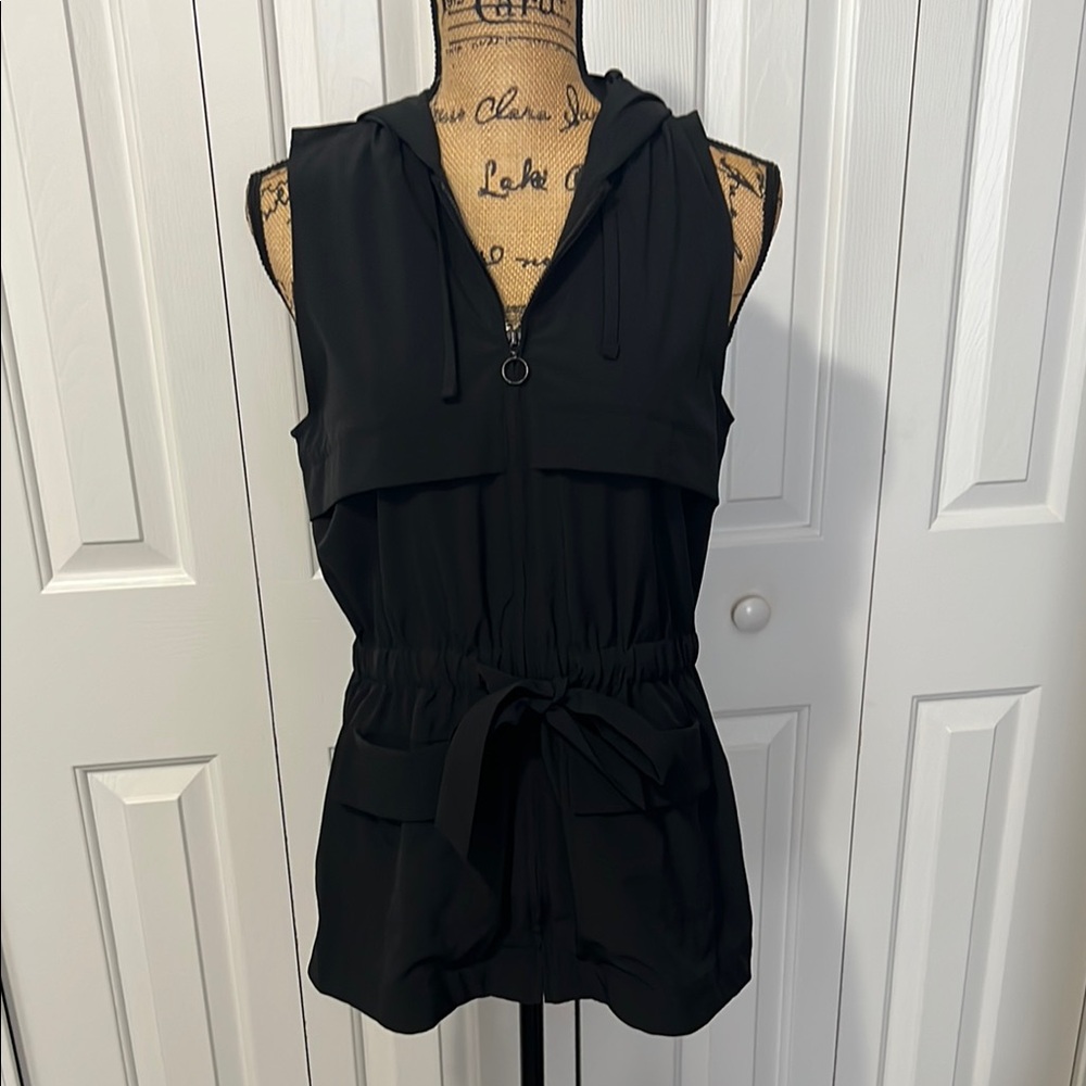 A New Day Black Belted & Hooded Vest
